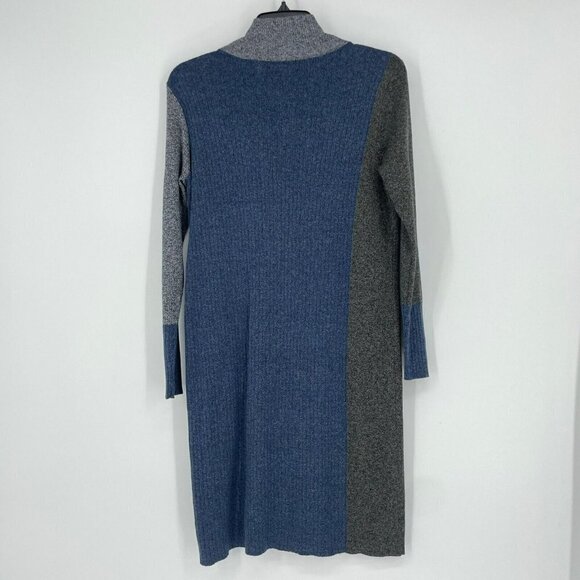 Nic+Zoe Dress Women's Sz XS Gray Blue Colorblock Knit Funnel Neck Shift Pullover - Picture 2 of 7